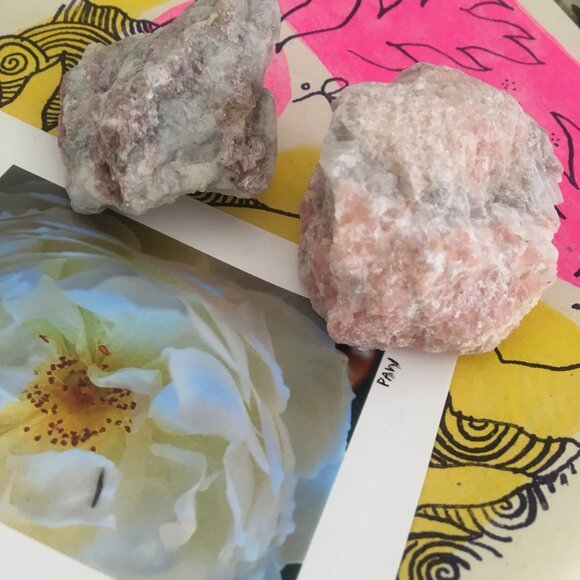 Pink tourmaline, pink opal gemstone set beautiful unique feminine energy - Picture 2 of 3